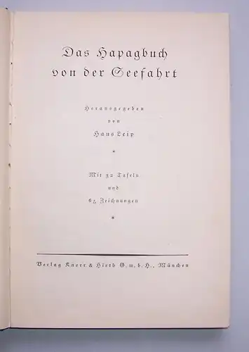 Hans Leip - Das Hapagbuch von der Seefahrt 1936 !
