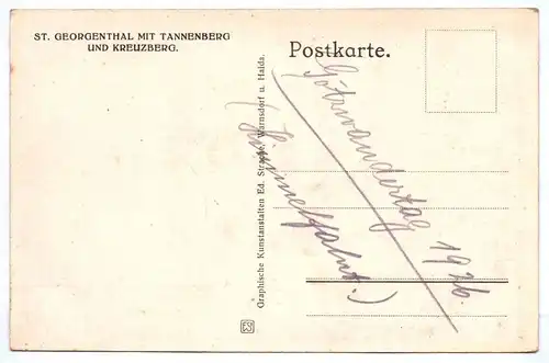 Foto Ak St Georgenthal mit Tannenberg und Kreuzberg 1926 Tetschen Jiřetín