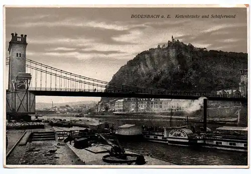 Ak Bodenbach Elbe Kettenbrücke und Schäferwand Raddampfer Elbedampfer 1928