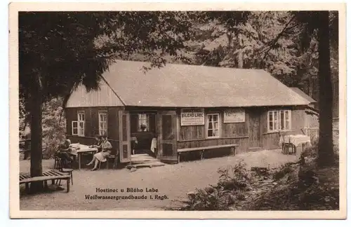 Ak Weißwassergrundbaude Riesengebirge Hostinec u Bileho Labe 1928 Schlesien