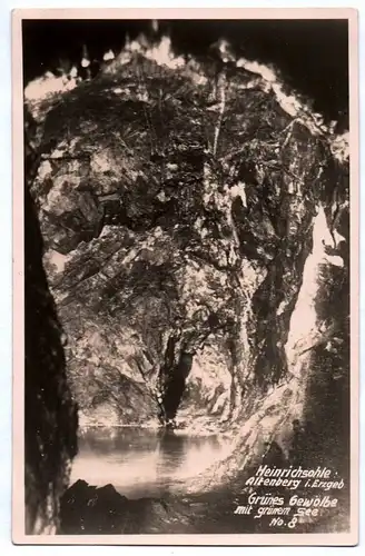 Foto Ak Altenberg Erzgebirge Heinrichsohle Grünes Gewölbe mit grünem See 1930er