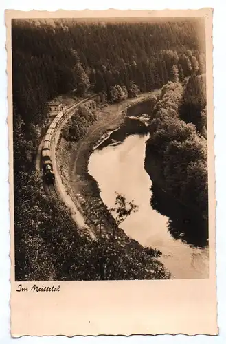 Foto Ak Neissetal Dampflok zwischen Ostritz und Hirschfelde 1930er