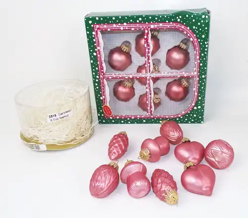 Konvolut Christbaumschmuck Rosenholz 16 Teile Zapfen Kugeln Glas