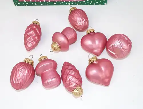 Konvolut Christbaumschmuck Rosenholz 16 Teile Zapfen Kugeln Glas