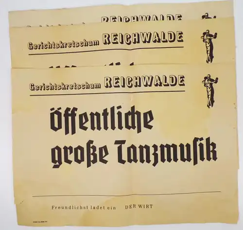 Plakat Reichwalde Gerichtskretscham Tanz Einladung Boxberg 1930er