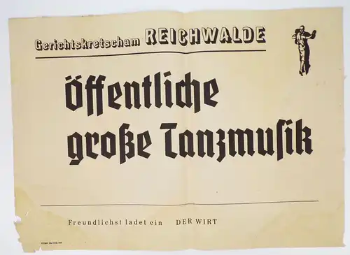 Plakat Reichwalde Gerichtskretscham Tanz Einladung Boxberg 1930er