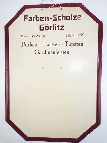 Reklame Pappschild Farben Scholze Görlitz 1930er Kalender Halter