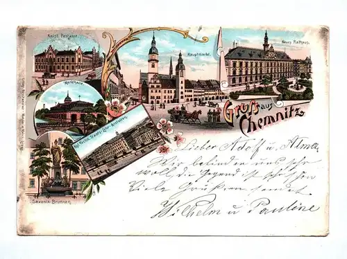 Litho Ak Gruß aus Chemnitz 1898