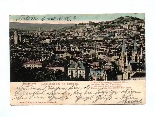 Ak Stuttgart Totalansicht von der Karlshöhe 1904