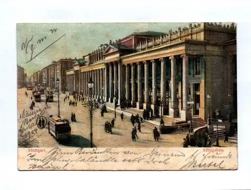Präge Ak Stuttgart Königsbau Straßenbahn 1904