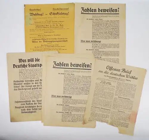 Konvolut Wahl Werbung Weimarer Republik Politik Wahlliste Partei Widerstand