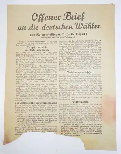 Konvolut Wahl Werbung Weimarer Republik Politik Wahlliste Partei Widerstand