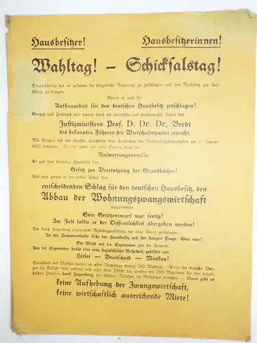 Konvolut Wahl Werbung Weimarer Republik Politik Wahlliste Partei Widerstand