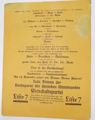 Konvolut Wahl Werbung Weimarer Republik Politik Wahlliste Partei Widerstand