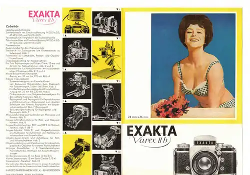 Faltblatt Exakta Varex II B 24 mm x 36 mm 1966 DDR Reklame Fotoapparat