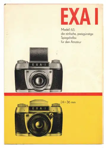 Prospekt Exa I Modell 63 Spiegelreflexkamera 1961 DDR