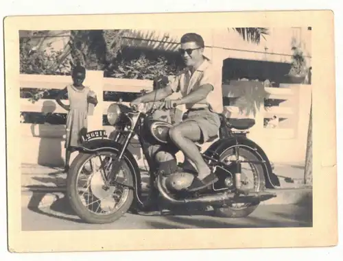 Foto Motorrad Fahrer wohl DKW Afrika 1950er Oldtimer