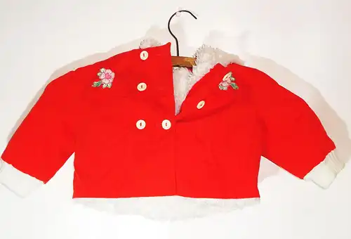 Vintage Jacke Baby Kleinkind Puppe 1970er 1980er DDR Rot Weiss 