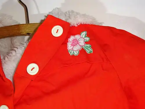 Vintage Jacke Baby Kleinkind Puppe 1970er 1980er DDR Rot Weiss