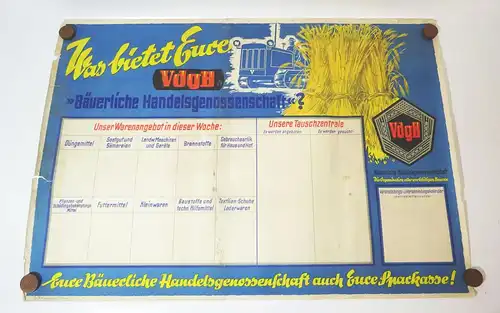 DDR Plakat Bäuerliche Handelsgenossenschaft LPG 1955 Schlepper 