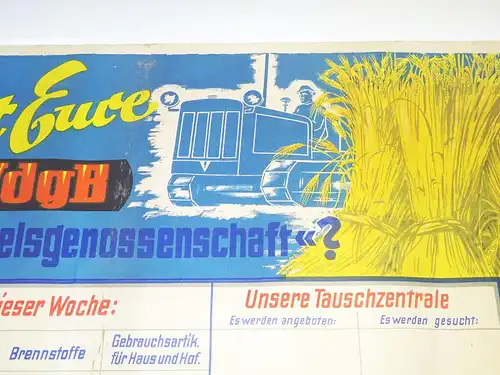 DDR Plakat Bäuerliche Handelsgenossenschaft LPG 1955 Schlepper 