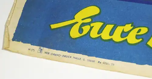 DDR Plakat Bäuerliche Handelsgenossenschaft LPG 1955 Schlepper 