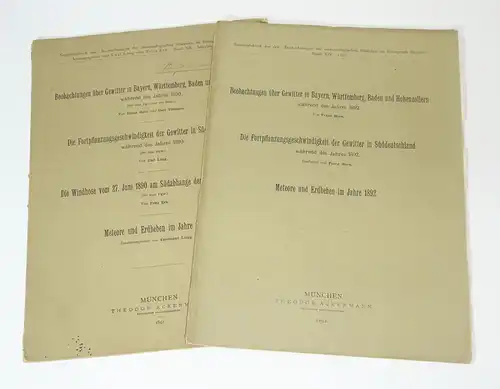 Beobachtungen über Gewitter in Bayern Württemberg Baden und Hohenzollern 1890