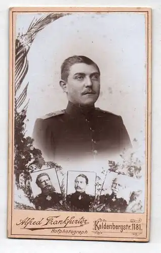 CdV Foto Soldat IR 56 Patriotika Kaiser Wilhelm Kaiser Friedrich 1 Wk
