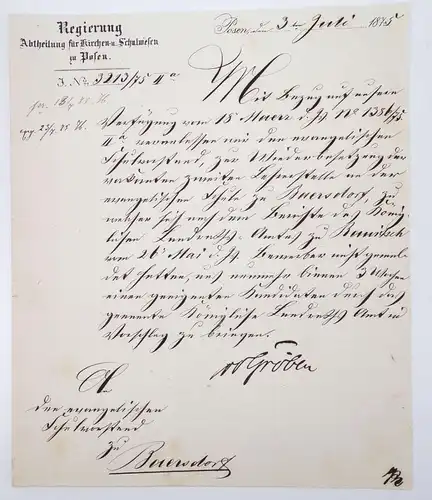 Lehrer Dokumente Lot Posen Rawitsch Bojanowo Grünberg um 1875 Schlesien