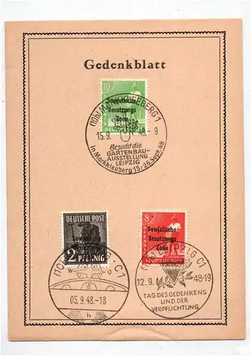 Gedenkblatt SBZ Leipzig Markleeberg Tag des Gedenkens und der Verpflichtung 1948