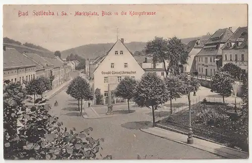 Ak Bad Gottleuba i. Sa. Marktplatz Blick in die Königstrasse Uhrmacher (A2369