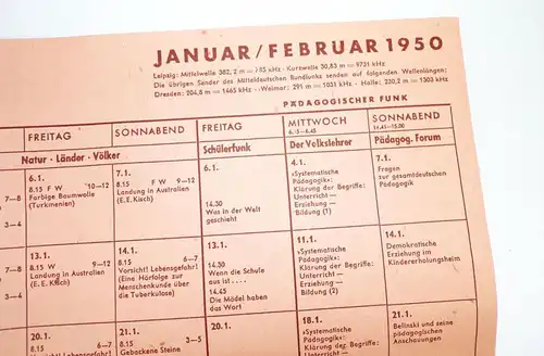 Mitteldeutscher Schulfunk Januar Februar 1950 Aushang Dokument
