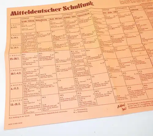 Mitteldeutscher Schulfunk Januar Februar 1950 Aushang Dokument