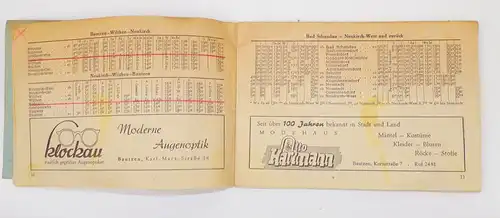 Taschenfahrplan 1957 Sommer Halbjahr Reichsbahn und Omnibus Verbindungen