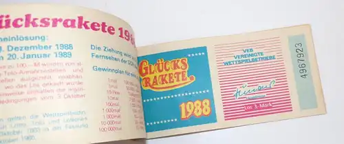 Glücksrakete 1988 Lotterie Lose DDR