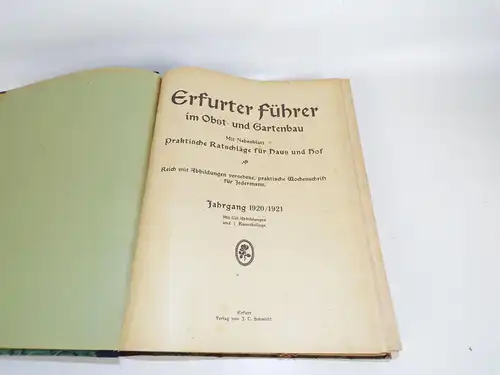 Erfurter Führer im Obst und Gartenbau 1920 1921 Buch