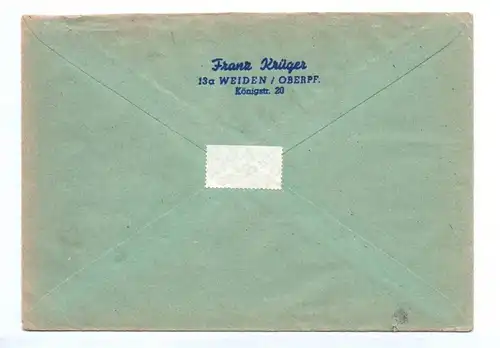 R Brief Weiden Oberpfalz 1957 Mischfrankatur Bundespost 276 267 268 274  275