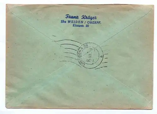 R Brief Weiden Oberpfalz 1957 Einschreiben nach Dresden Mi Nr 252 253 254
