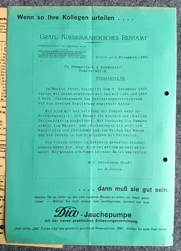 Alter Prospekt Dia Jauchepumpe 1935 Broschüre