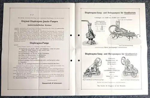 Hammelrath Schwenzer Spezialfabrik Diaphragma Pumpen altes Werbeblatt Düsseldorf