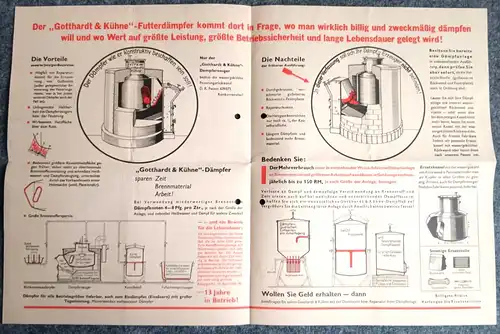 Gotthardt & Kühne Futterdämpfer altes Werbeblatt Lommatzsch Prospekt