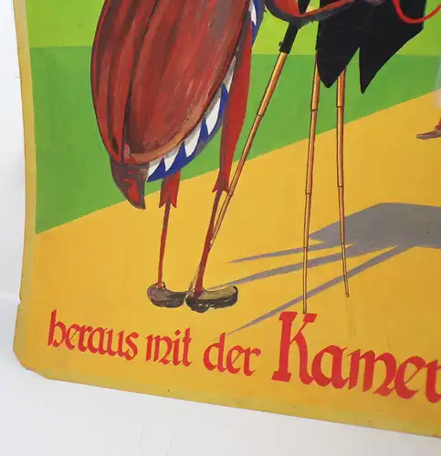 Altes Pappschild Fotograf Reklame vermenschlichte Maikäfer Handgemalt