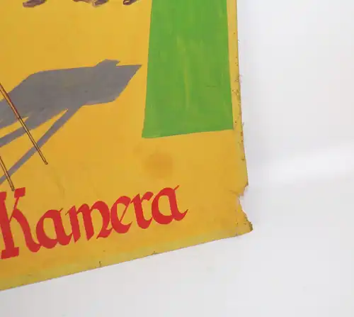 Altes Pappschild Fotograf Reklame vermenschlichte Maikäfer Handgemalt 