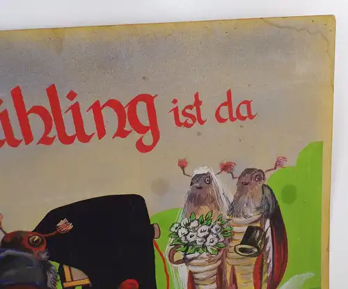 Altes Pappschild Fotograf Reklame vermenschlichte Maikäfer Handgemalt 