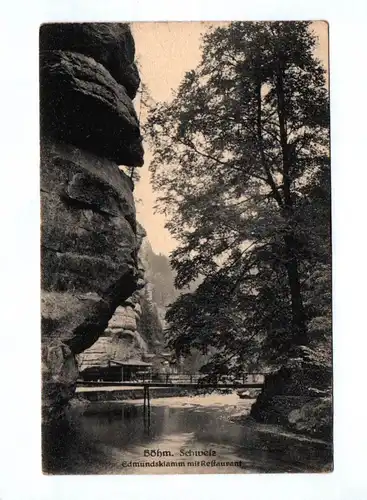 Ak Böhmische Schweiz Edmundsklamm mit Restaurant Město Tschechien 1926