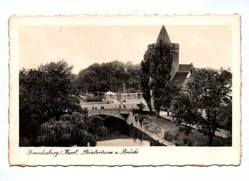 Ak Brandenburg Havel Steintorturm und Brücke 1937