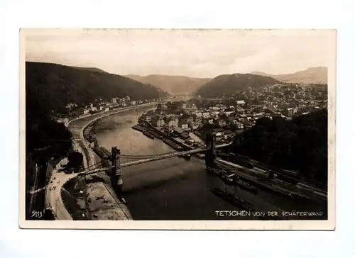 Ak Tetschen von der Schäferwand 1928 Děčín