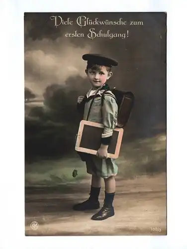 Ak Viele Glückwünsche zum ersten Schulgang  Junge in Schuluniform