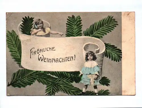 Ak Fröhliche Weihnachten DR 1908 Kinder Zweige