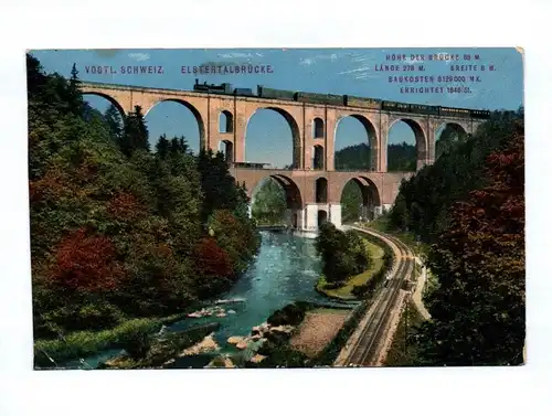 Ak Vogtländische Schweiz Elstertalbrücke 1916 Plauen